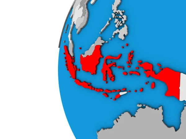 Indonesië Blauwe Politieke Globe Illustratie — Stockfoto