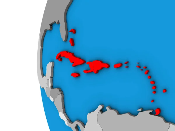 Карибського Басейну Синій Політичних Моделі Землі Ілюстрація — стокове фото
