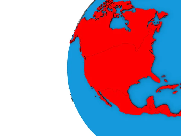 Северная Америка Голубом Политическом Глобусе Иллюстрация — стоковое фото