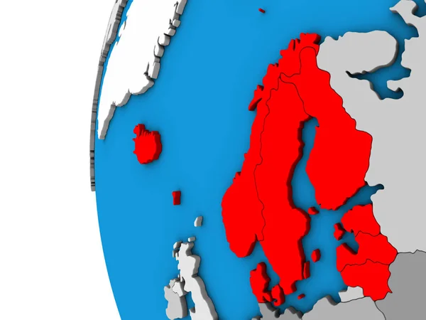 Northern Europe Blue Political Globe Illustration — Stock Photo, Image