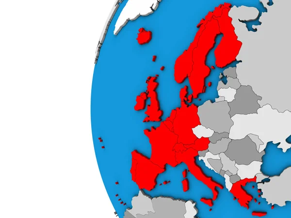 Europa Occidentale Sul Globo Blu Politico Illustrazione — Foto Stock