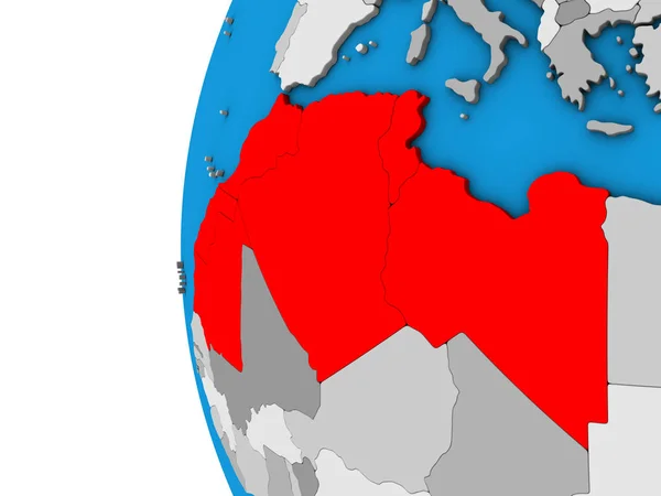 Maghreb Regio Blauwe Politieke Globe Illustratie — Stockfoto