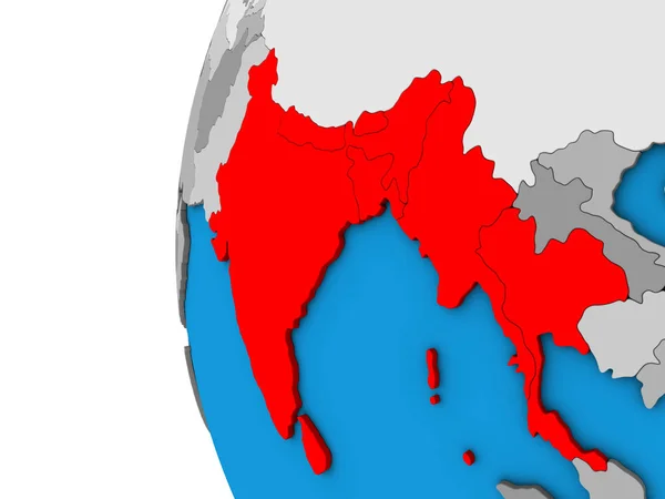 Bimstec 成员国家在蓝色政治3D — 图库照片