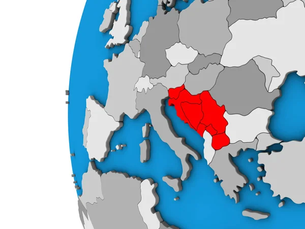 Yugoslavya Mavi Siyasi Dünya Üzerinde Çizim — Stok fotoğraf