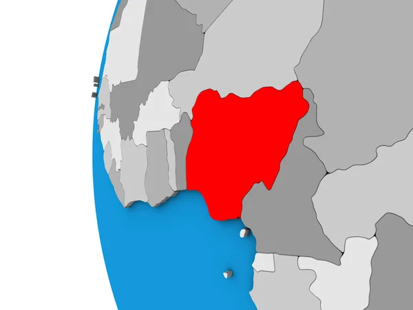 Nigéria Kék Politikai Földgömb Illusztráció — Stock Fotó