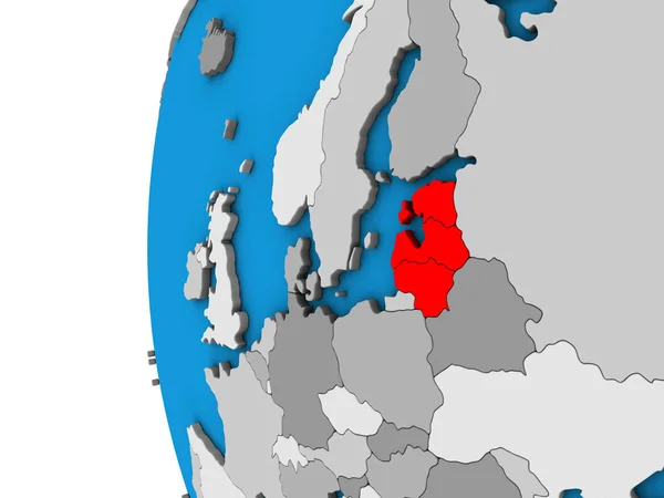 Балтийские Страны Голубом Политическом Глобусе Иллюстрация — стоковое фото