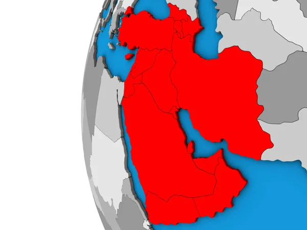 Asia Occidentale Sul Globo Blu Politico Illustrazione — Foto Stock