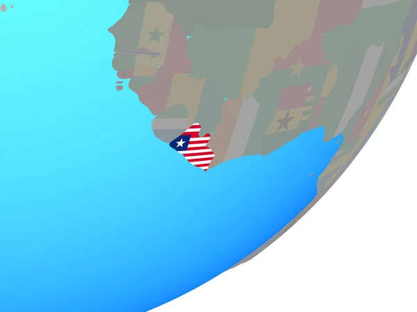 Liberia Embedded National Flag Blue Political Globe Illustration — Stock Photo, Image