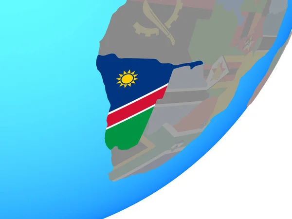 Namibië Met Ingesloten Nationale Vlag Blauwe Politieke Wereldbol Illustratie — Stockfoto