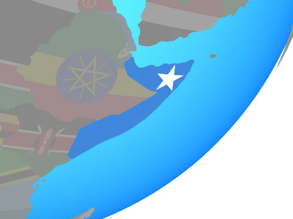 Szomália Beágyazott Nemzeti Zászló Kék Politikai Világ Illusztráció — Stock Fotó