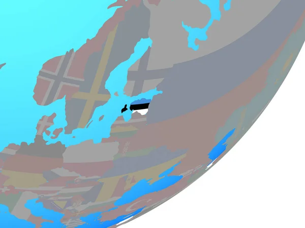 Естонія Вбудованих Національний Прапор Синій Політичних Земної Кулі Ілюстрація — стокове фото