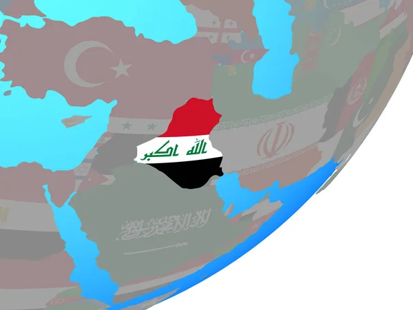 Ірак Вбудованих Національний Прапор Синій Політичних Земної Кулі Ілюстрація — стокове фото