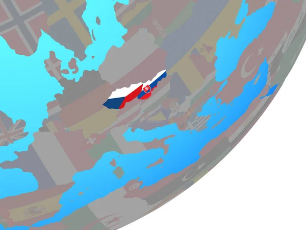 Cecoslovacchia Con Bandiera Nazionale Incorporata Sul Globo Politico Blu Illustrazione — Foto Stock