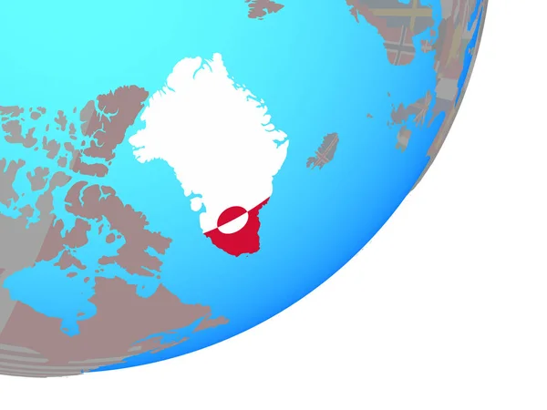 Гренландия Встроенным Национальным Флагом Голубом Политическом Глобусе Иллюстрация — стоковое фото