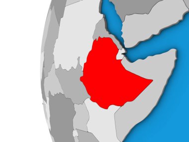 Etiyopya Mavi siyasi 3d dünya üzerinde. 3D çizim.