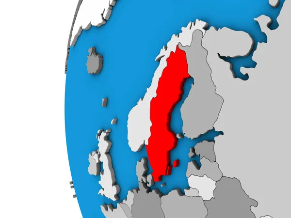 Zweden Blauwe Politieke Globe Illustratie — Stockfoto