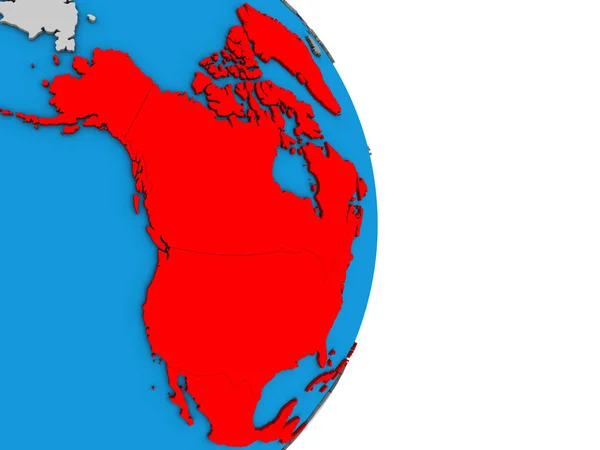 Ameryce Północnej Proste Globus Polityczny Ilustracja — Zdjęcie stockowe