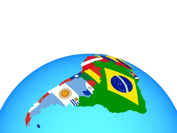 South America National Flags Political Globe Illustration — Stock Photo, Image