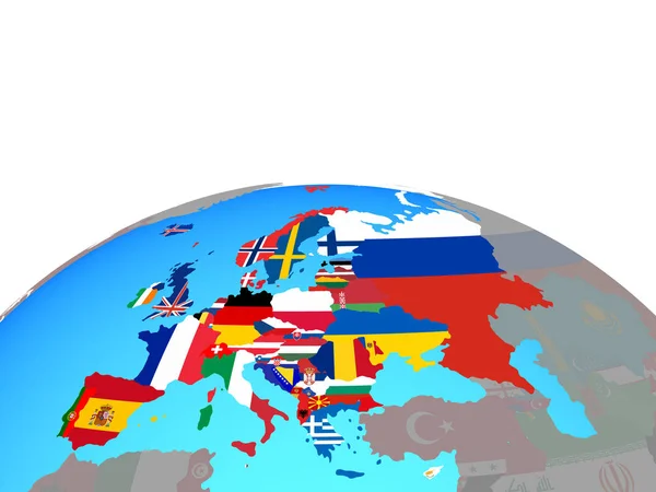 Evropa Státní Vlajky Politické Globe Obrázek — Stock fotografie