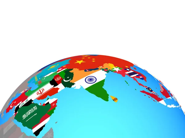 Asia National Flags Political Globe Illustration — Stock Photo, Image