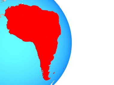 Basit siyasi dünya üzerinde Güney Amerika. 3D çizim.