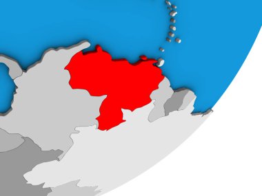 Venezuela mavi siyasi 3d dünya üzerinde. 3D çizim.