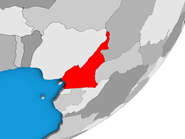 Kamerun Mavi Siyasi Dünya Üzerinde Çizim — Stok fotoğraf