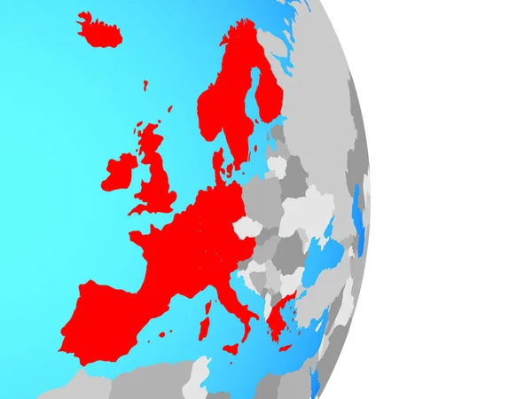 Europa Occidentale Sul Semplice Globo Politico Illustrazione — Foto Stock