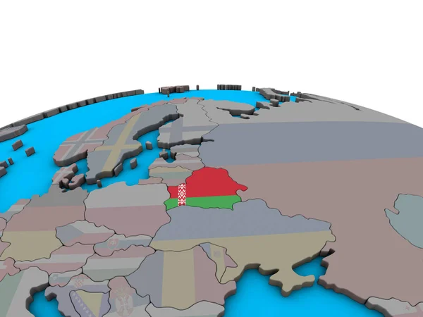 정치적인 지구에 국기와 벨로루시 일러스트 — 스톡 사진