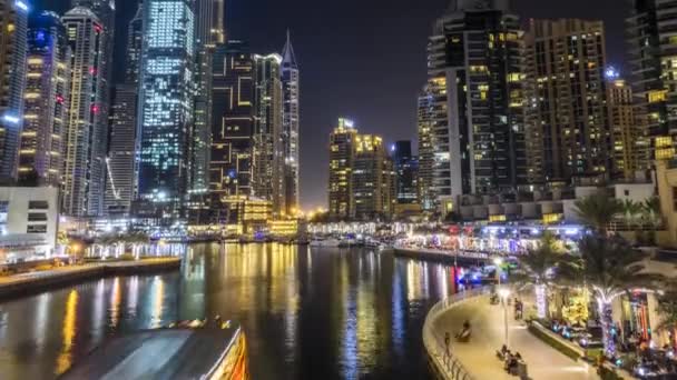 Dubai Marina District Noite Belo Vídeo Timelapse — Vídeo de Stock
