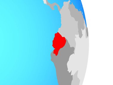 Ekvador basit siyasi dünya üzerinde. 3D çizim.