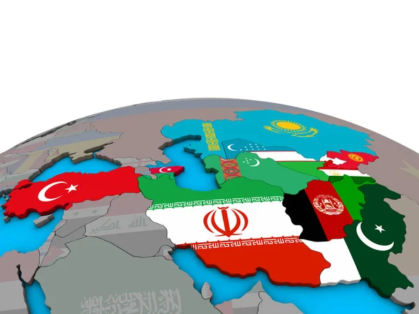 Estados Miembros Eco Con Banderas Nacionales Incrustadas Mundo Político Ilustración — Foto de Stock