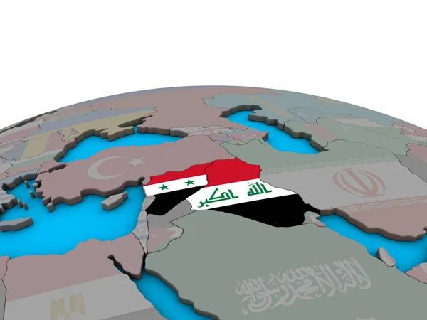 Iszlám Állam Beágyazott Nemzeti Zászlókkal Politikai Földgömb Illusztráció — Stock Fotó