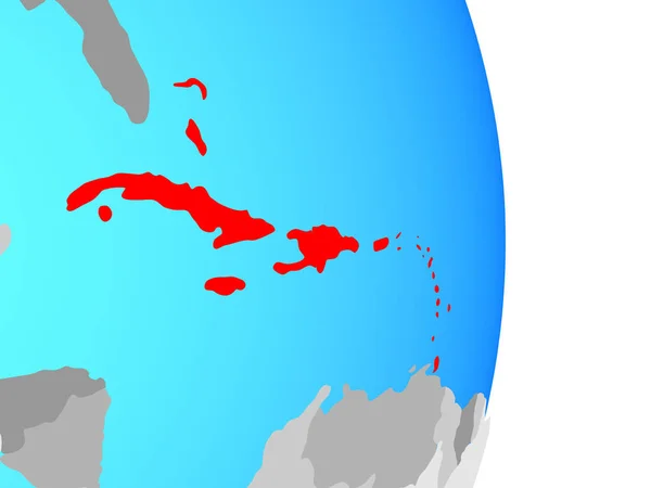 Karaiby Proste Globus Polityczny Ilustracja — Zdjęcie stockowe