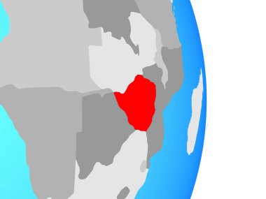 Zimbabve basit siyasi dünya üzerinde. 3D çizim.