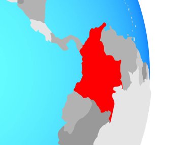 Kolombiya basit siyasi dünya üzerinde. 3D çizim.