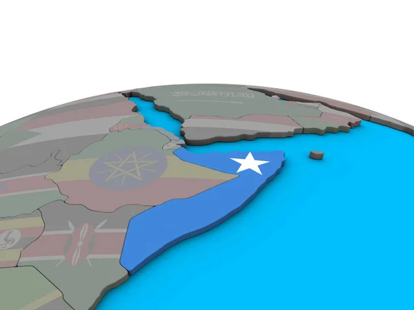 Somalia Osadzonych Flagi Narodowej Globus Polityczny Ilustracja — Zdjęcie stockowe