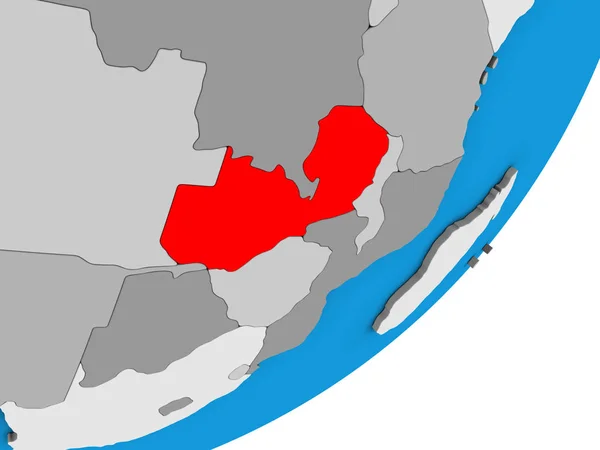 Zambiya Mavi Siyasi Dünya Üzerinde Çizim — Stok fotoğraf