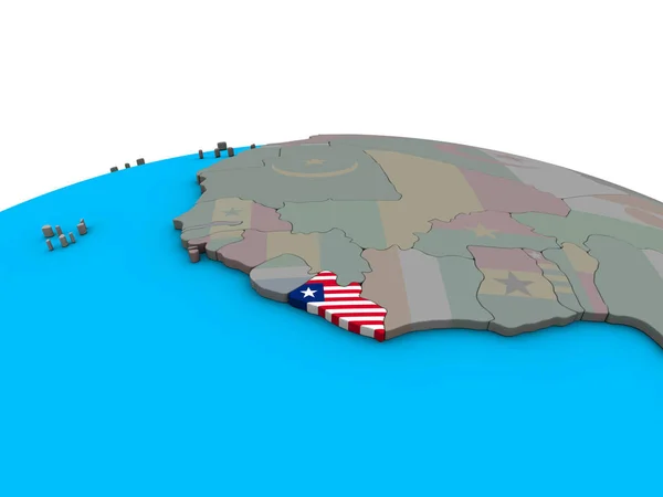 Liberia Con Bandera Nacional Incrustada Mundo Político Ilustración —  Fotos de Stock