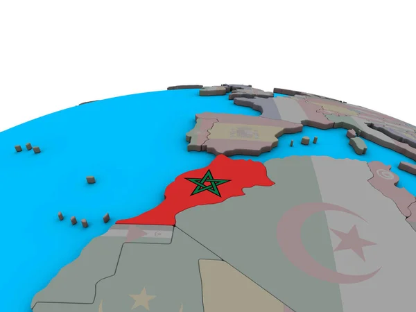 Morocco Embedded National Flag Political Globe Illustration — Stock Photo, Image