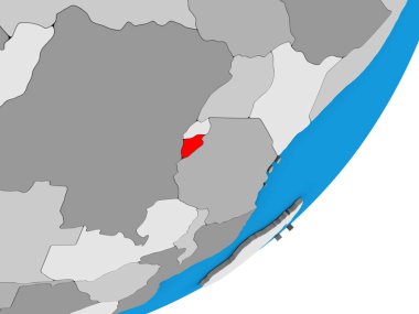 Burundi mavi siyasi 3d dünya üzerinde. 3D çizim.