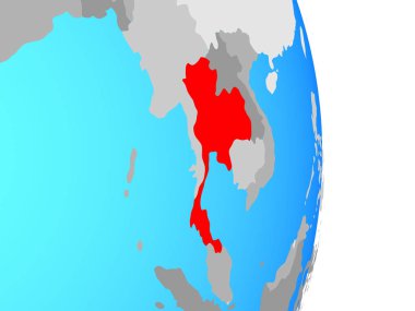 Tayland basit siyasi dünya üzerinde. 3D çizim.