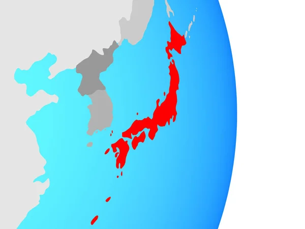 Японія Простий Політичних Земної Кулі Ілюстрація — стокове фото