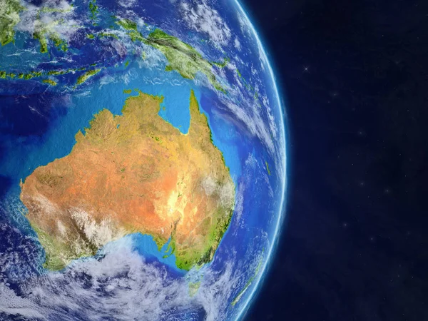 Austrália Partir Espaço Modelo Planeta Terra Real Com Superfície Planeta — Fotografia de Stock