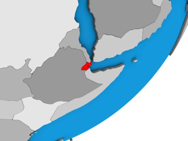 Cibuti mavi siyasi 3d dünya üzerinde. 3D çizim.