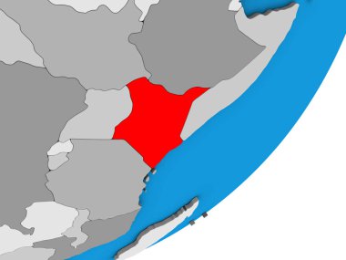 Kenya mavi siyasi 3d dünya üzerinde. 3D çizim.