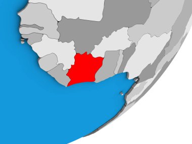 Fildişi Sahili mavi siyasi 3d dünya üzerinde. 3D çizim.