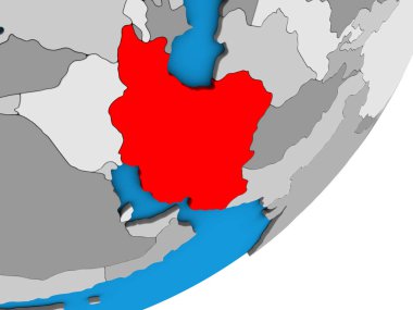 Iran mavi siyasi 3d dünya üzerinde. 3D çizim.