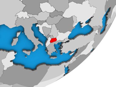 Makedonya mavi siyasi 3d dünya üzerinde. 3D çizim.