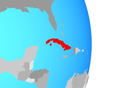 Küba basit siyasi dünya üzerinde. 3D çizim.
